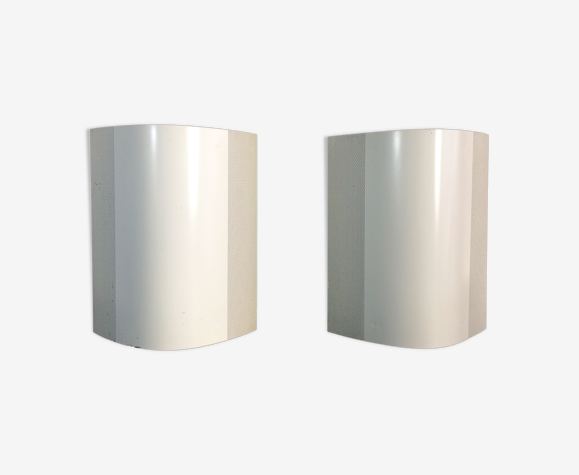 Pair of white metal wall light by Falkenbergs Belysning Sweden. Year 60