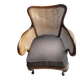 Fauteuil dossier cannage assise tissu refaite récemment
