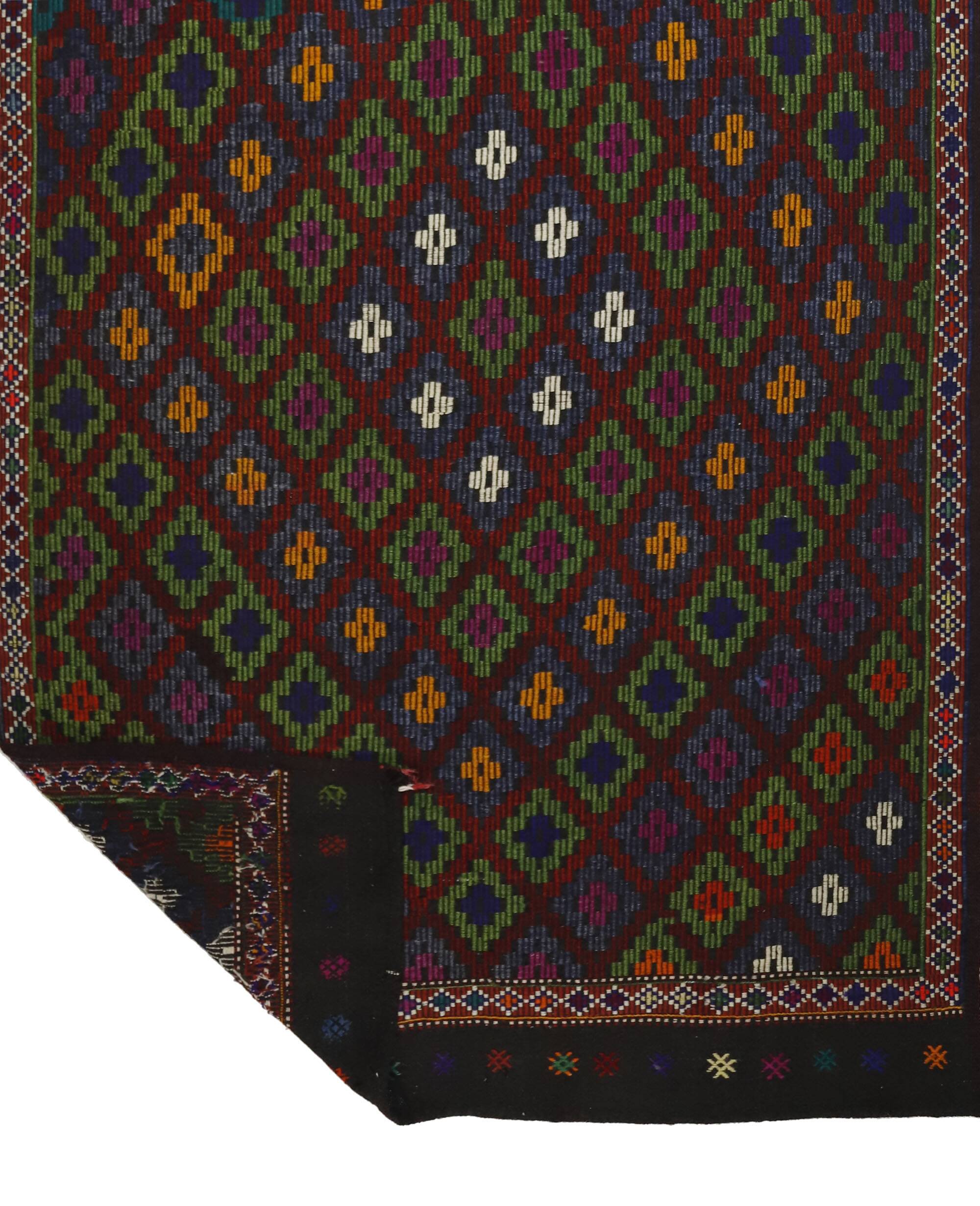 Area kilim rug ,vintage wool turkish handknotted kilim, 360 cmx 176 cm rug