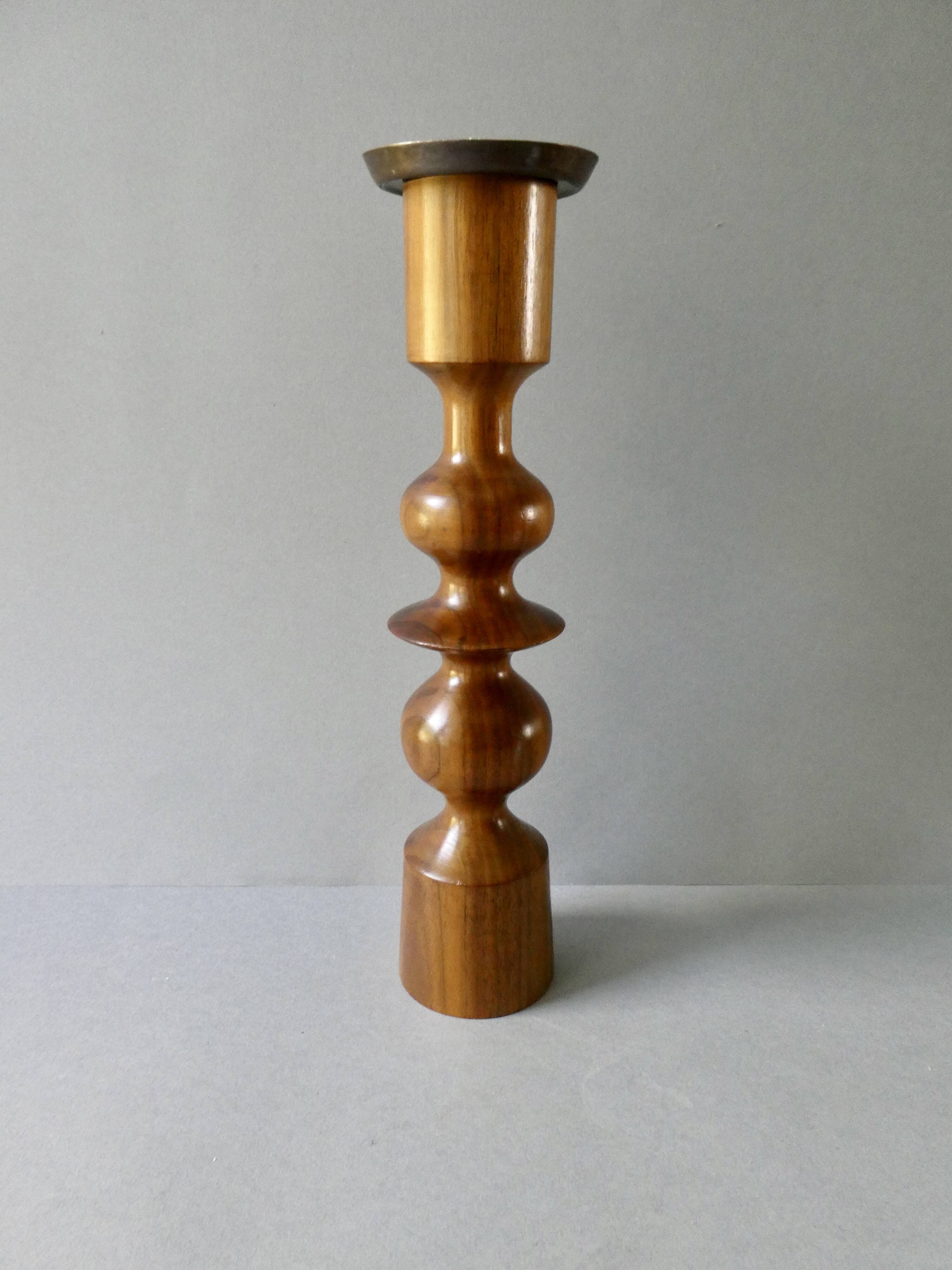 Turned wooden candle holder, circa 1960, Scandinavian style