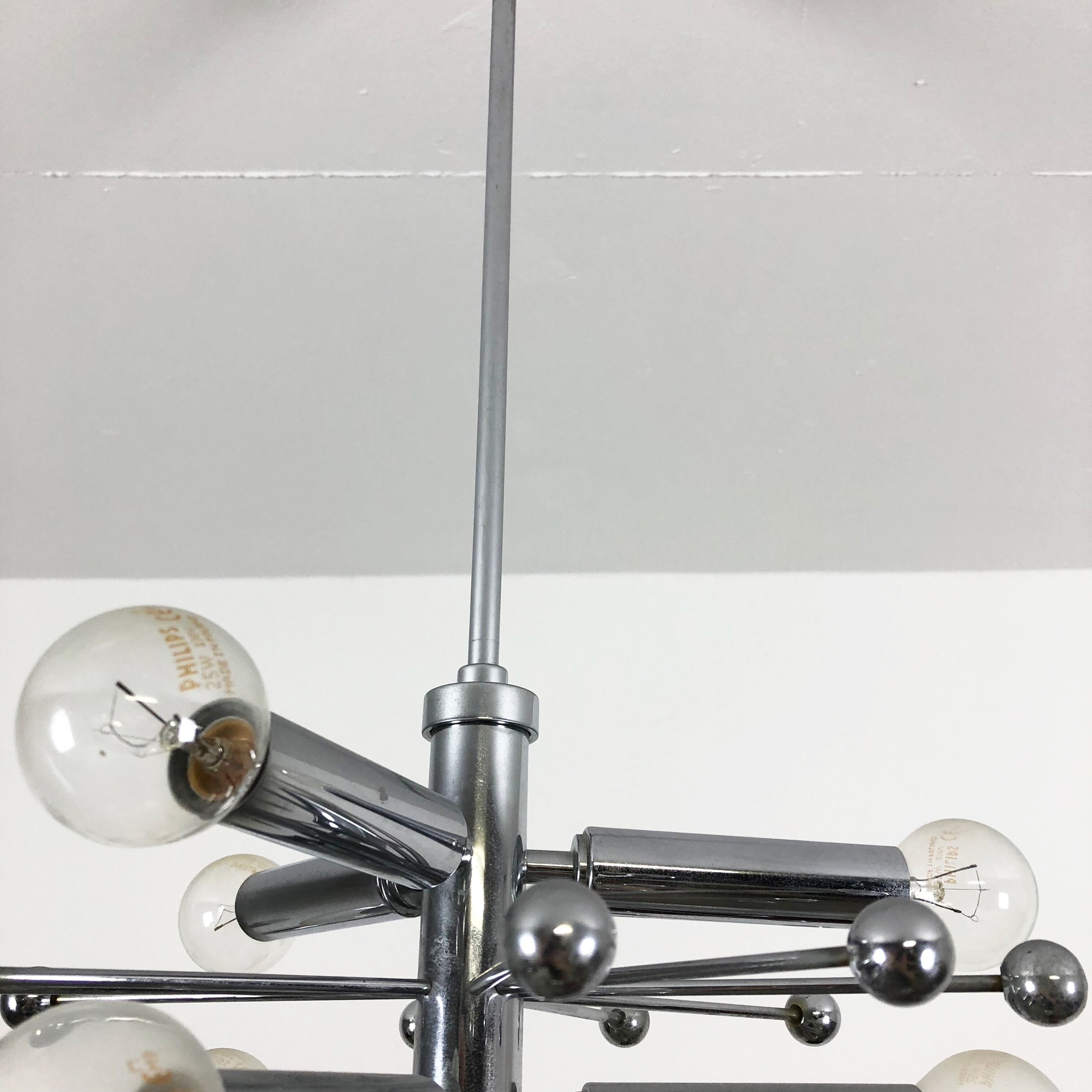 Modernist Chrome Sputnik Hanging Light, Cosack Lights 1970s, Germany