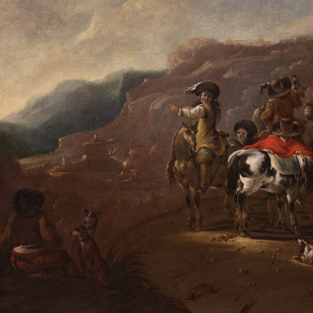 Flemish painting from the 17th century, hunting scene