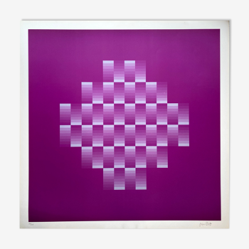 Poster, photolithography, Jim Bird, tribute to Vasarely, 70s