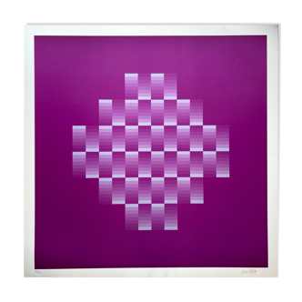 Poster, photolithography, Jim Bird, tribute to Vasarely, 70s