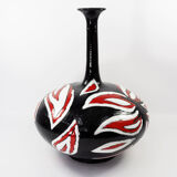 Studio pottery ceramic hand painted glaze vase circa 1970