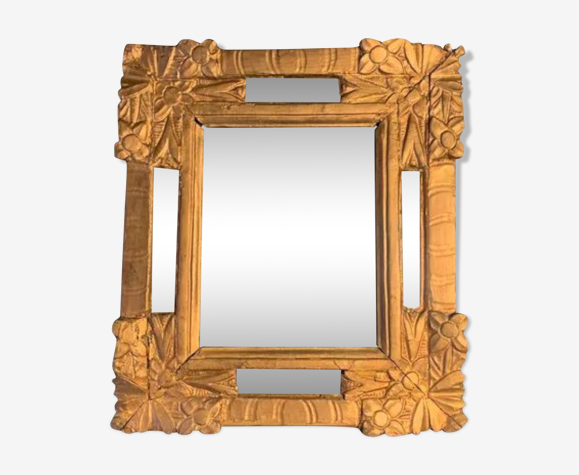 Miroir ancien à parecloses en bois doré fin XVIII
