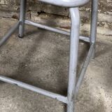 Iron and gray wood stool