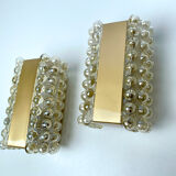 Pair Apliques Vintage Limburg, Golden Bubble Glass, 70s