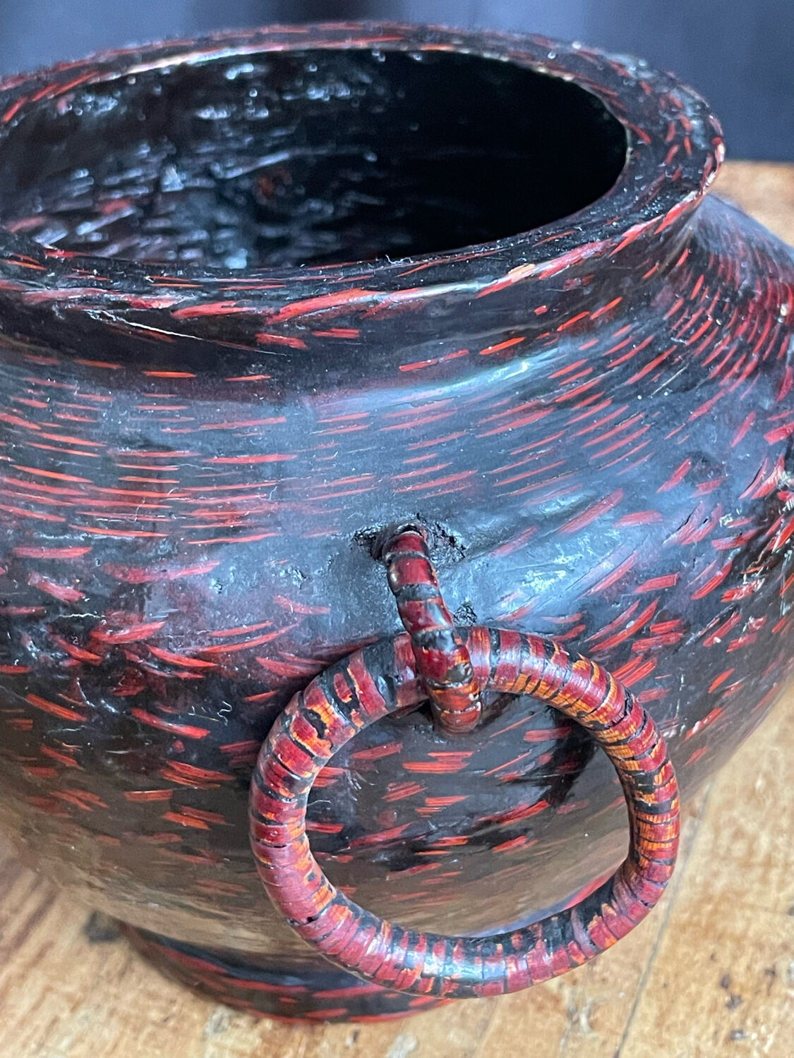 Vintage Japanese woven bamboo vase