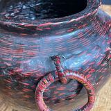 Vintage Japanese woven bamboo vase