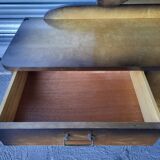 Vintage Scandinavian style dressing table, chest of drawers, triptych mirror and bedside table