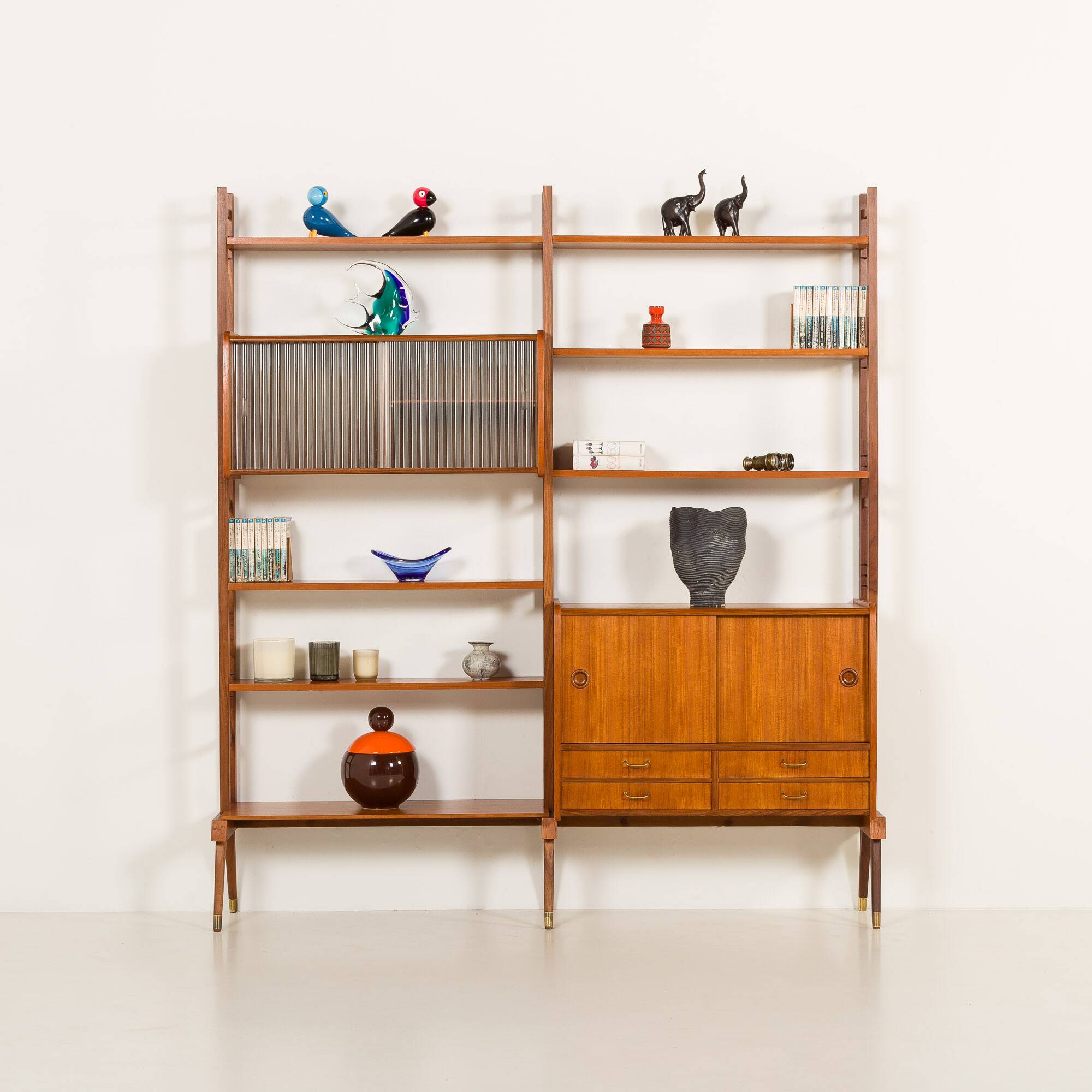Scandinavian free standing teak wall unit, Norway 1960s.