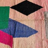 Off-white Moroccan rug with colorful patterns, 250cm x 150cm