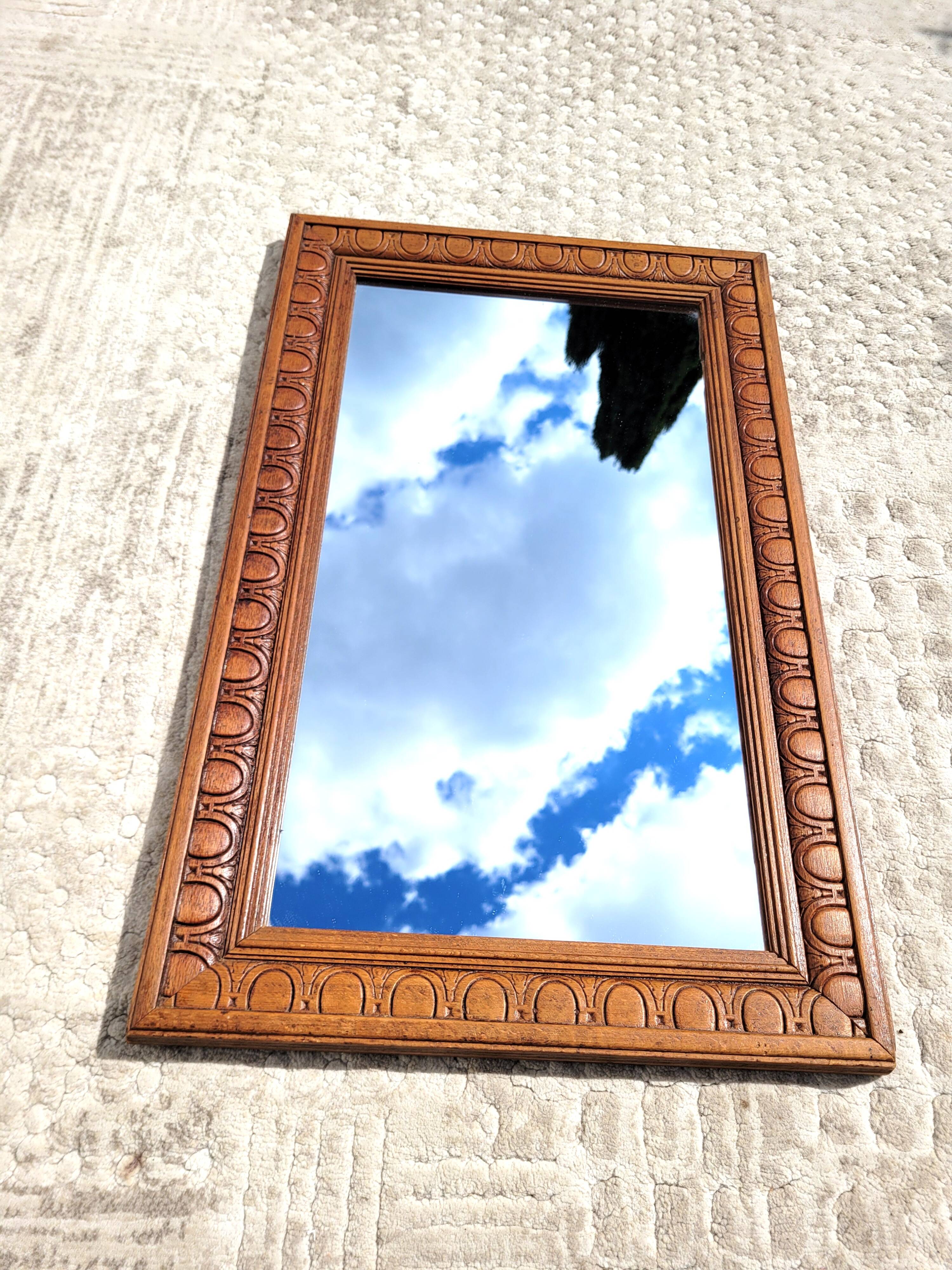 Vintage mirror ethnic wood, 60x37 cm