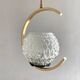 60s Arlus style pendant light, brass and glass