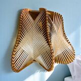 Pair rustic wooden wall sconce lights