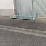 Vintage coffee table glass slab and chrome