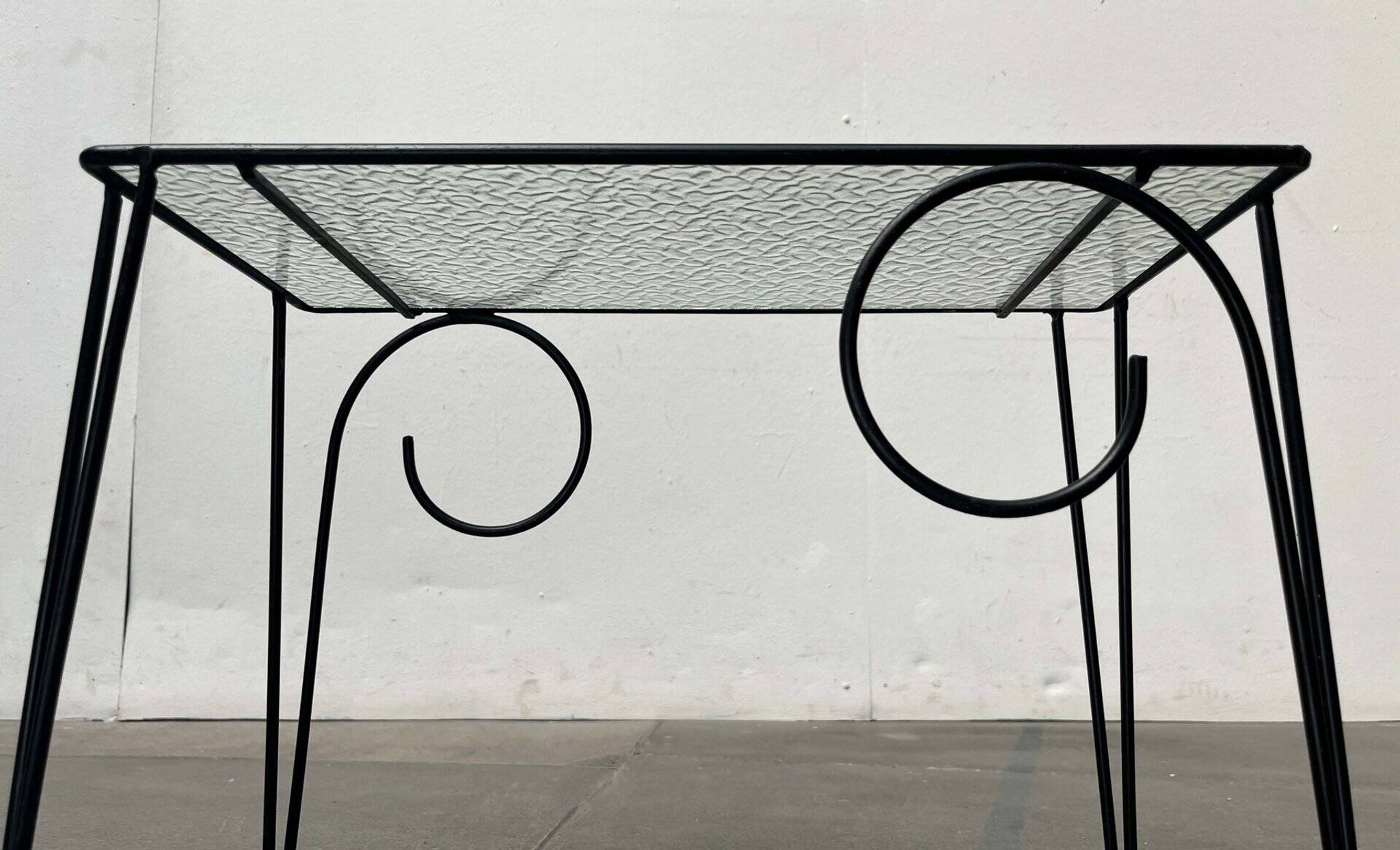 1960s Danish style glass side table String, mid-century.