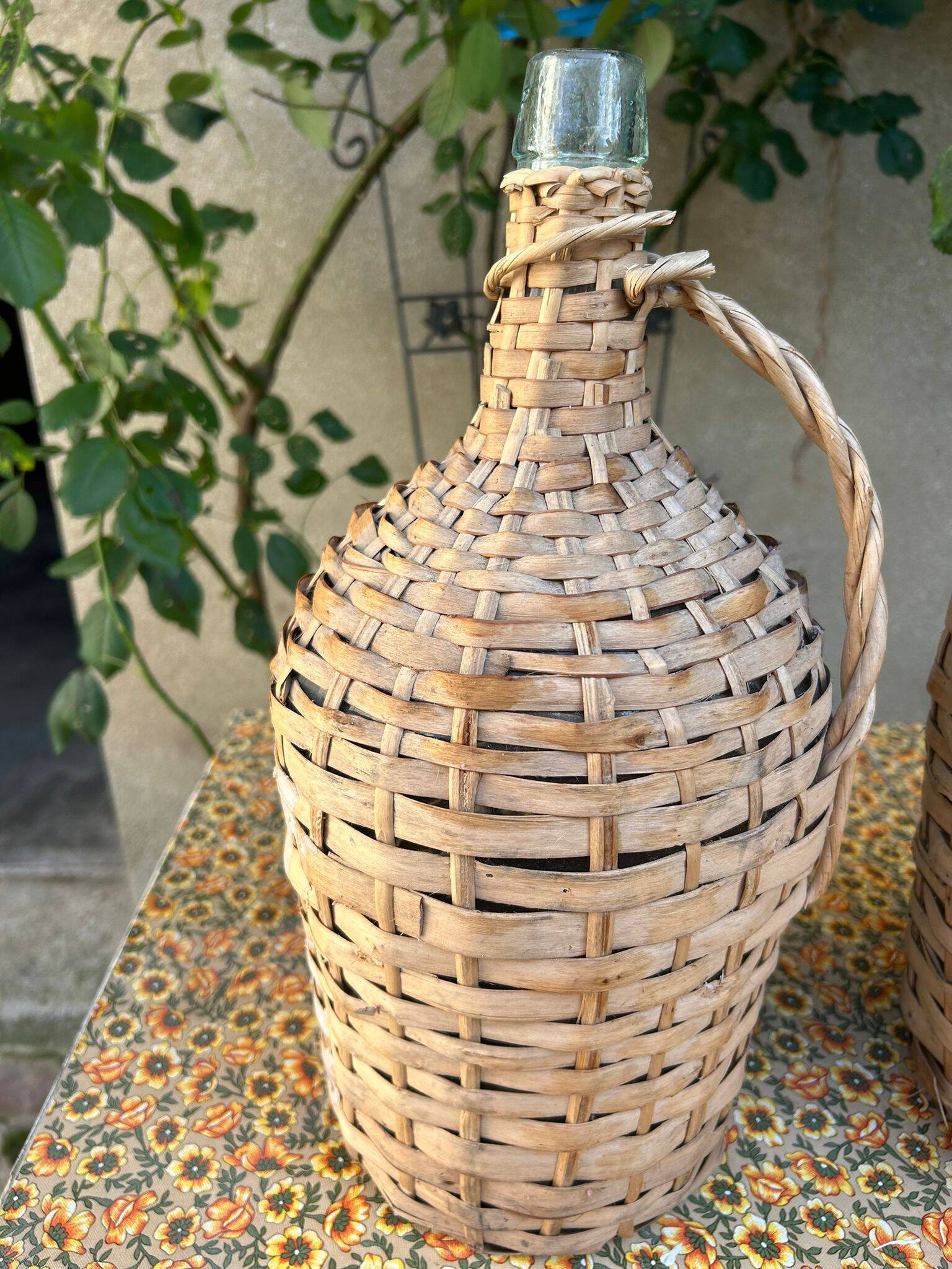 Vintage demijohn 40cm glass + wicker (3-5L)