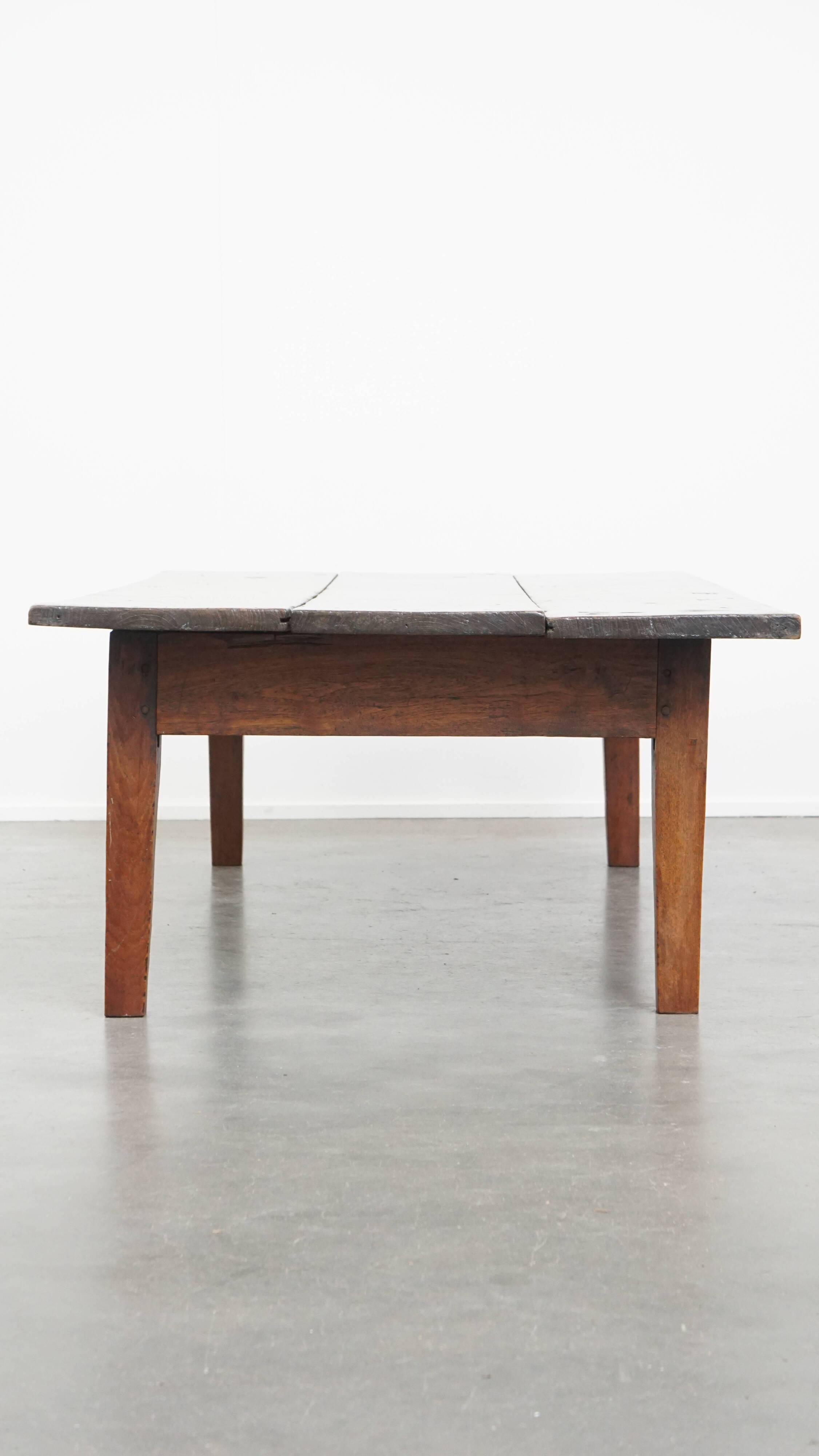 Antique Coffee Table Made of Chestnut Wood from the Early 19th Century