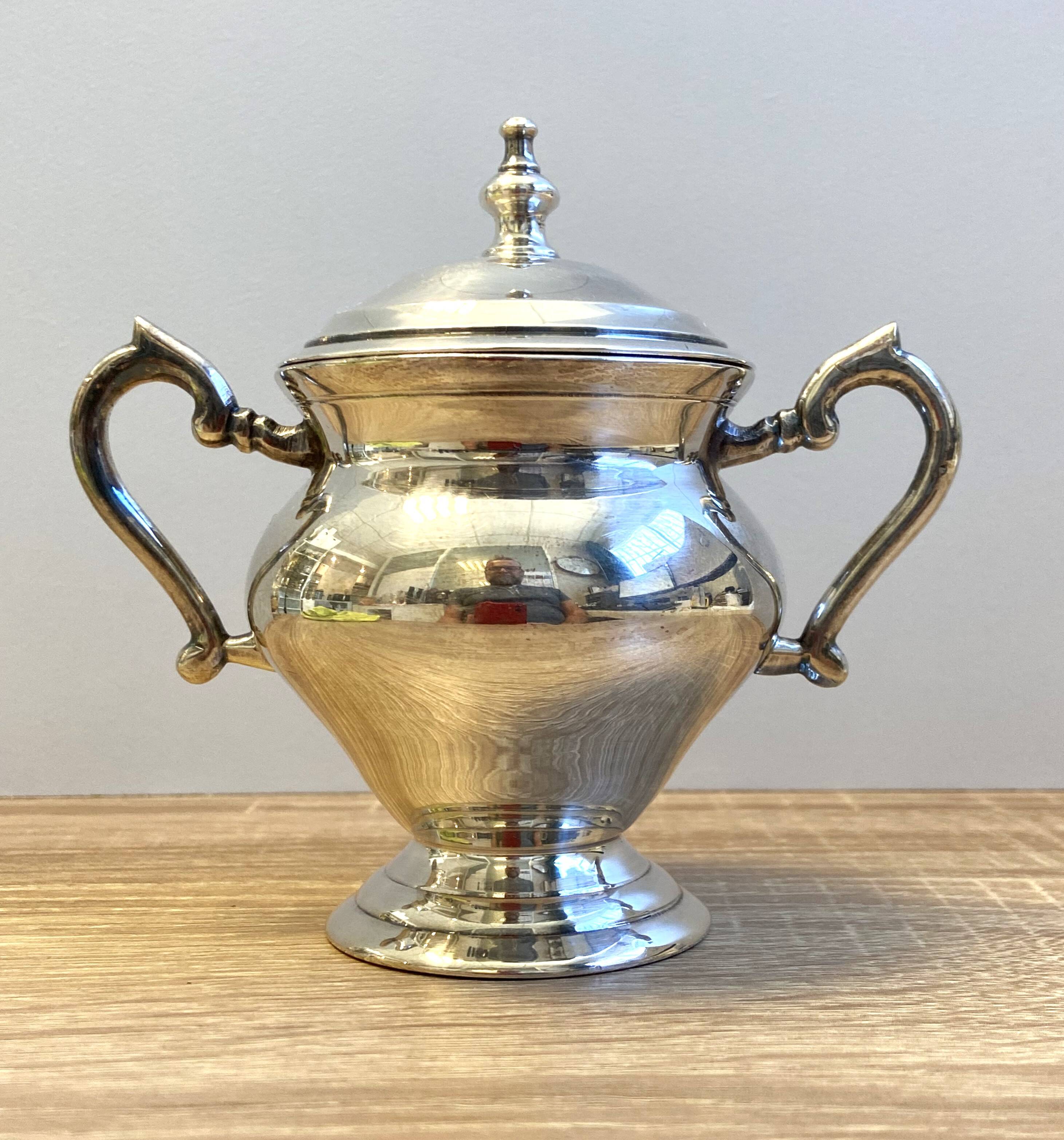 Elegant & Antique Sugar Pot Louis XVI Style Rocaille Bronze Silver