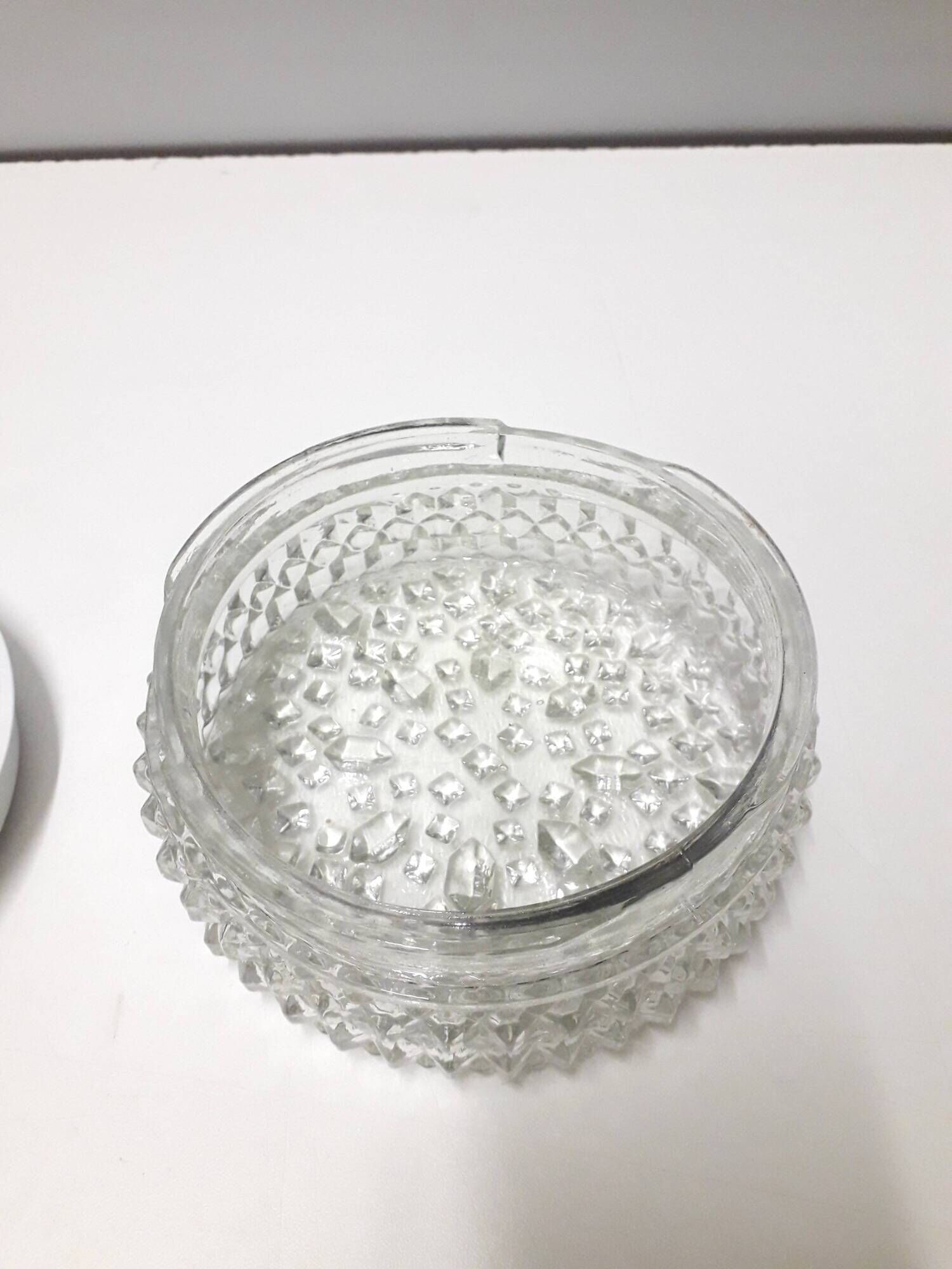 Vintage ceiling light / wall light - Molded glass - diamond tips - 1970s