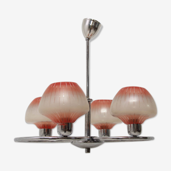 Lustre en chrome et verre, années 1950