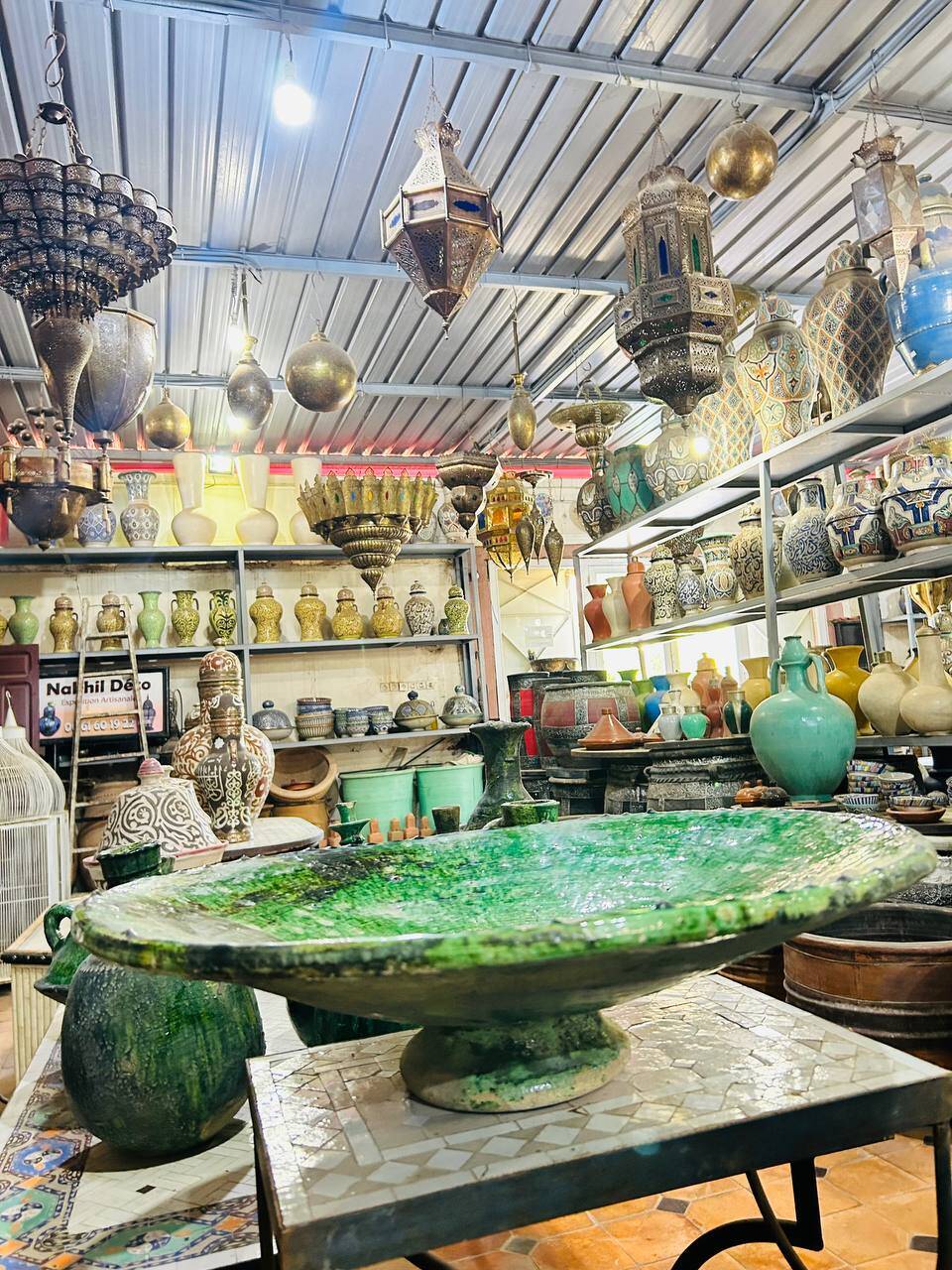 Large green ceramic plate by Tamegroute - 60 cm