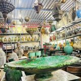 Large green ceramic plate by Tamegroute - 60 cm