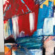 Abstract cubist houses, oil on canvas signed