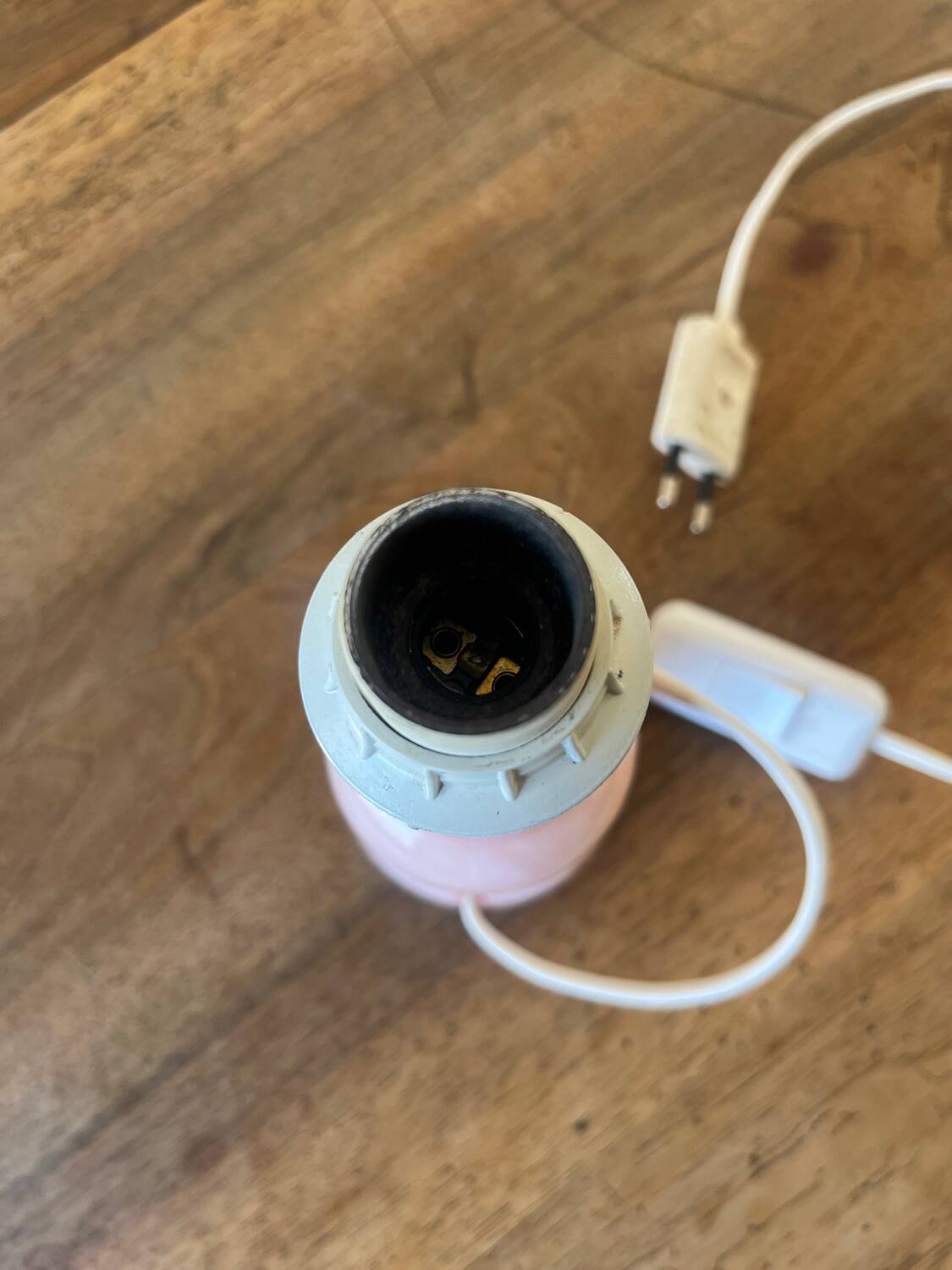 Antique lamp base in rose quartz