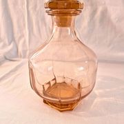 Vintage service in pink salmon glass – Carafe, 8 glasses, and Art Deco tray.