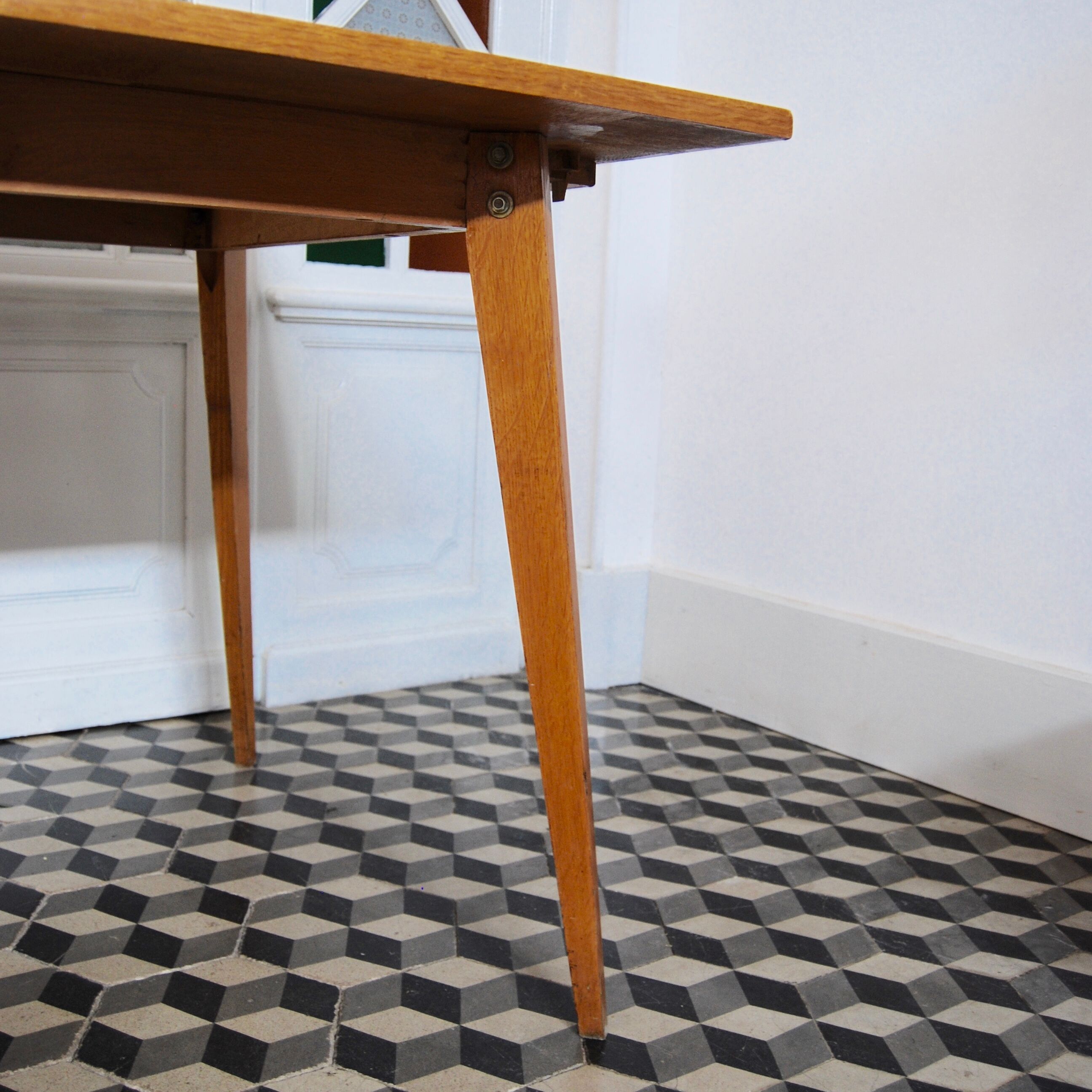 Scandinavian style wooden dining table