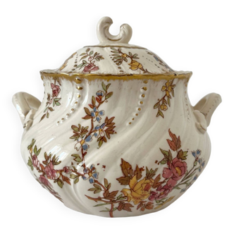 Sugar bowl in polychrome iron clay "Louis XV" Sarreguemines