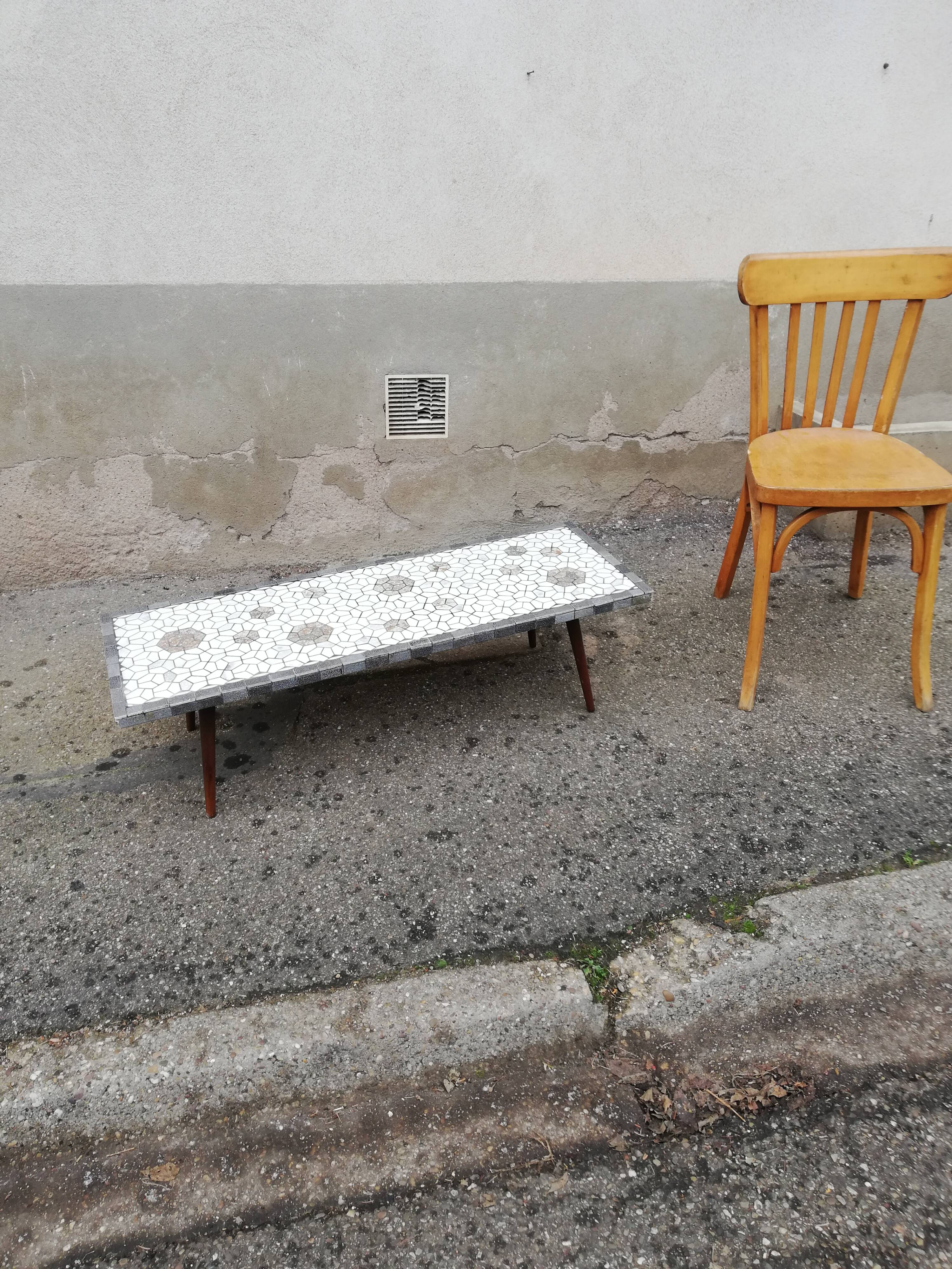 Vintage ceramic coffee table compass legs