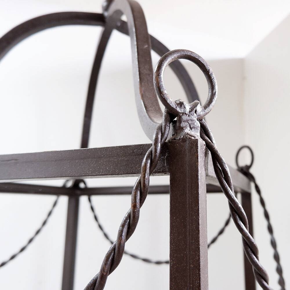 Pair of vintage pagoda-style shelves in black metal