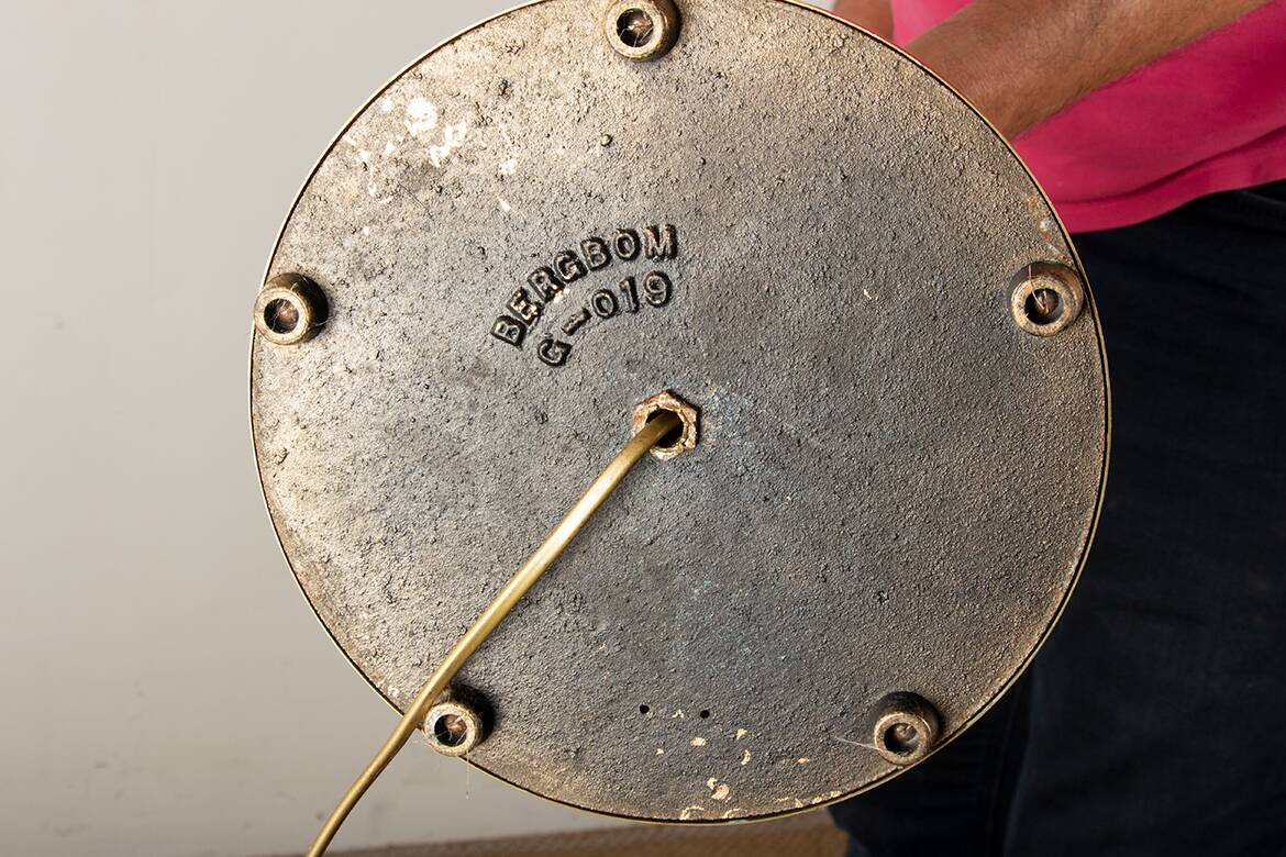 Swedish brass floor lamp, cast iron base, model G 019 by Bergboms 1960