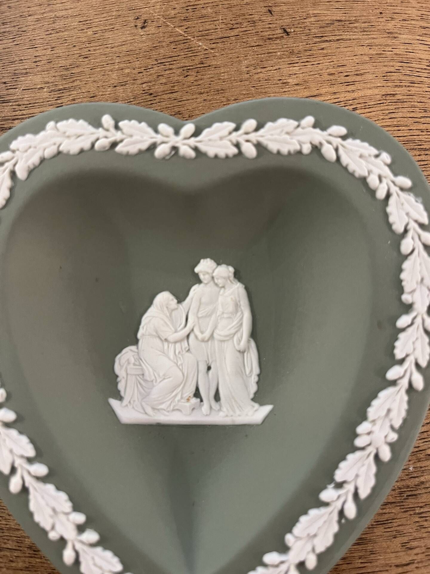 Sage green jasperware catchall Wedgwood