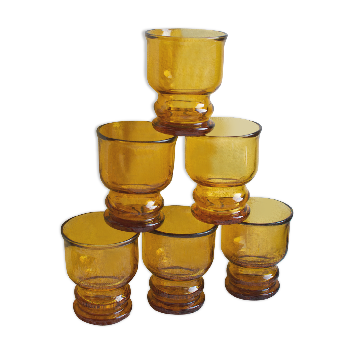 Ensemble de 6 verres ambré vintage pernod
