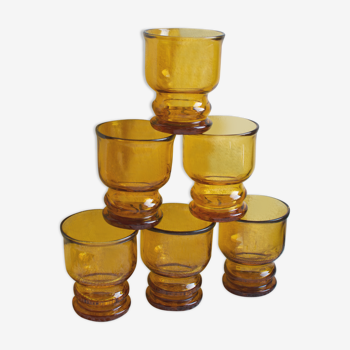 Set of 6 vintage pernod amber glasses