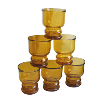Ensemble de 6 verres ambré vintage pernod