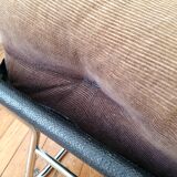 Vintage tubular chrome and velvet armchair