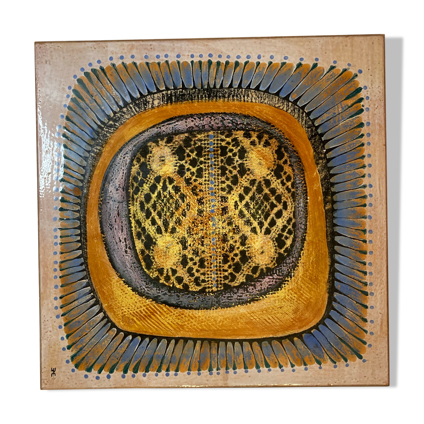 Ceramic plate Sant Vicens monogram XXth