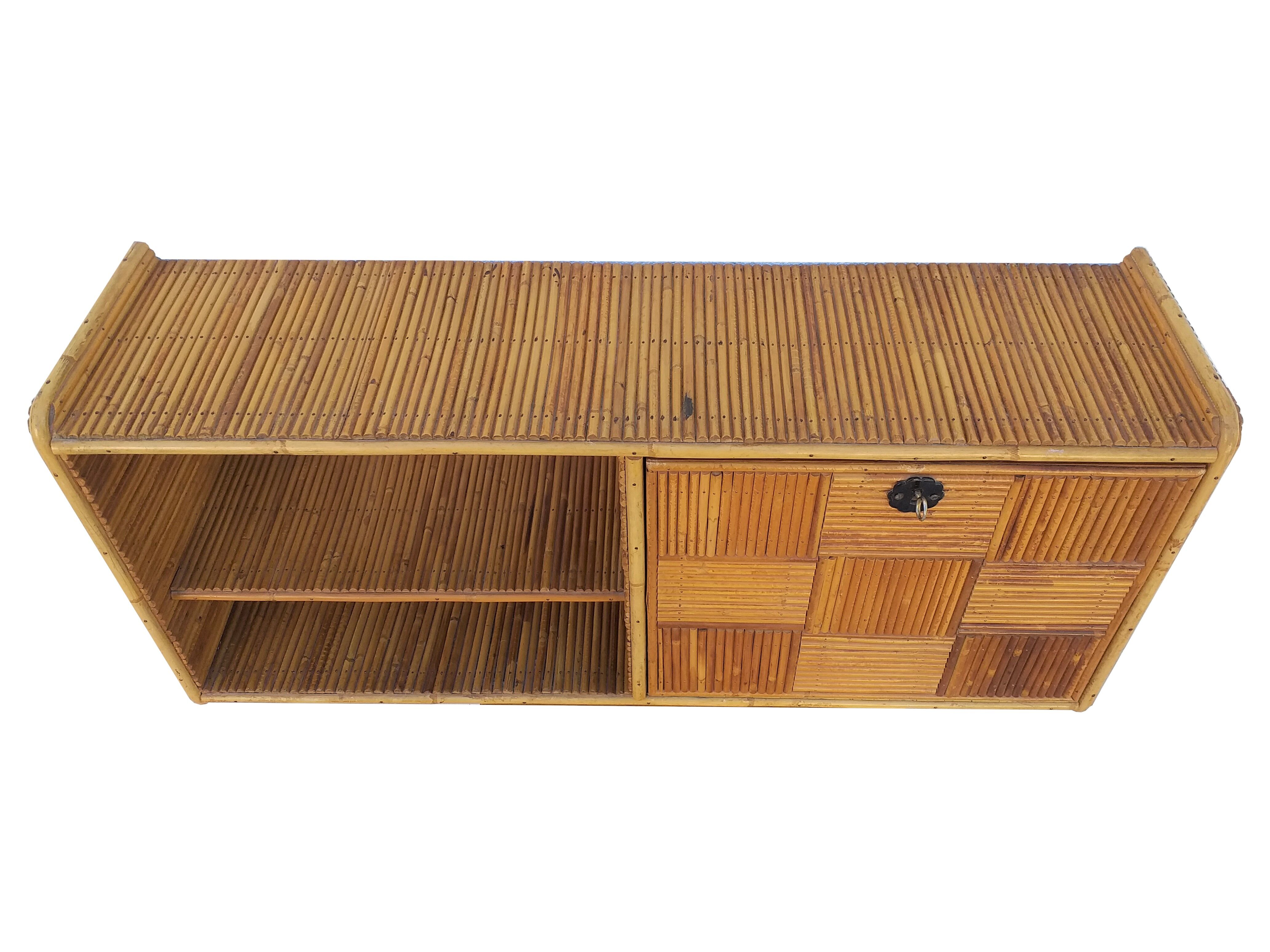 Vintage 70s rattan wall shelf