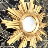 Golden wood “witch’s eye” sun mirror