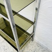 Chrome and smoked glass shelf in Italian 1970s style.