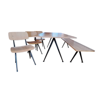 Hay - Pyramid table and bench + 3 Result chairs