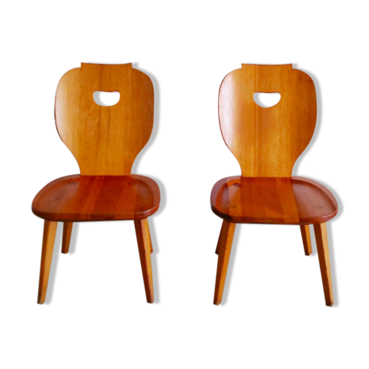 Set of 2 low pine chairs by Carl Malmsten for Svensk Fur 1950