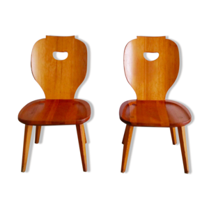 Ensemble de 2 chaises basses en pin par Carl Malmsten pour Svensk Fur 1950