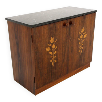 Scandinavian rosewood chest of drawers, Mjölby Intarsia, Sweden, 1950